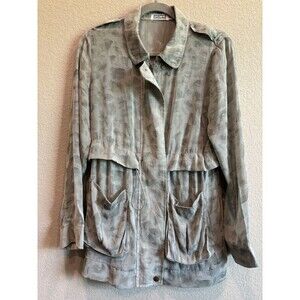 The Porter Collective Gray Animal Print Lightweight Chiffon Jacket Womens Small